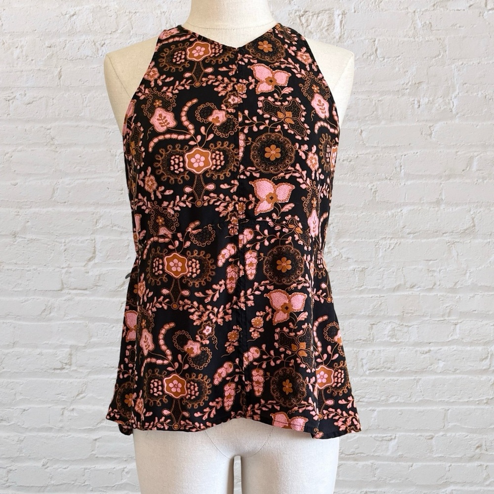 A.L.C. Pink Asymmetrical Peplum Silk Tank Top